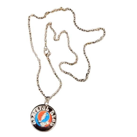 Grateful Dead Original Steal Your Face Necklace Glass Photo Cabochon Pendant - Picture 2 of 3